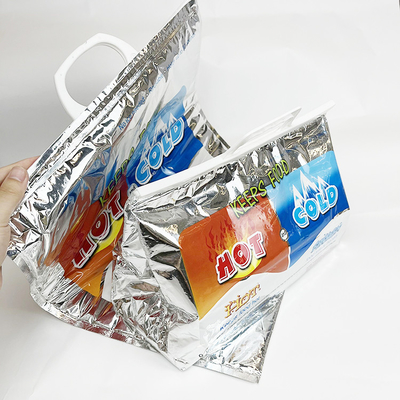 Plastikowa srebrna niestandardowa jednorazowa gorąca, zimna torba termiczna do mrożonej żywności